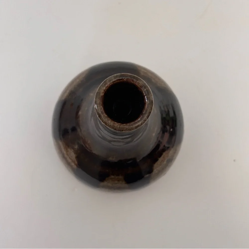 VTG, MCM, Hand Thrown Pottery, Bud Vase, Drip Glazed, Signed By Artist 6.5”